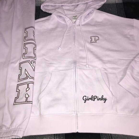 VS PINK CAMPUS SWEATPANTS OUTFIT WITH FULL ZIP LOGO HOODIE IN PURPLE - Picture 2 of 10
